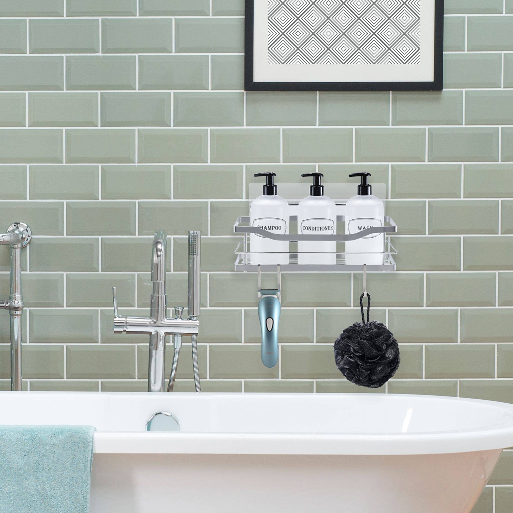 Bottiful Home - Wholesale Bath Caddy - 304 SS Shower Caddy Baskets w 3 Adhesive Strips & 6 Hooks4