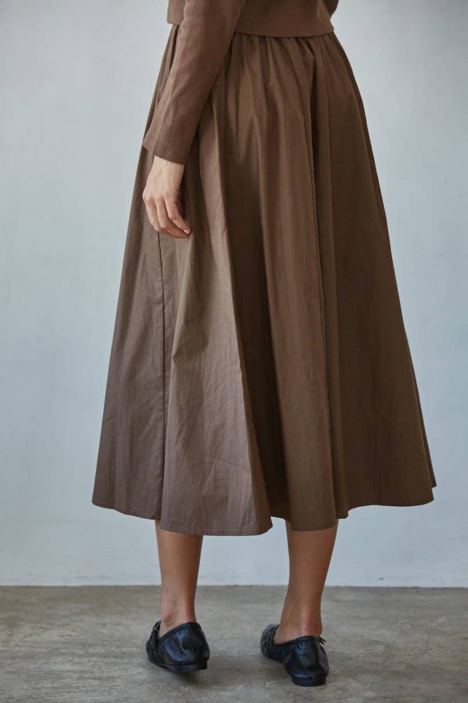 By Together - Wholesale Skirt - Women's - L8829B | Woven Cotton Elastic Waist Flare Midi Skirt 2