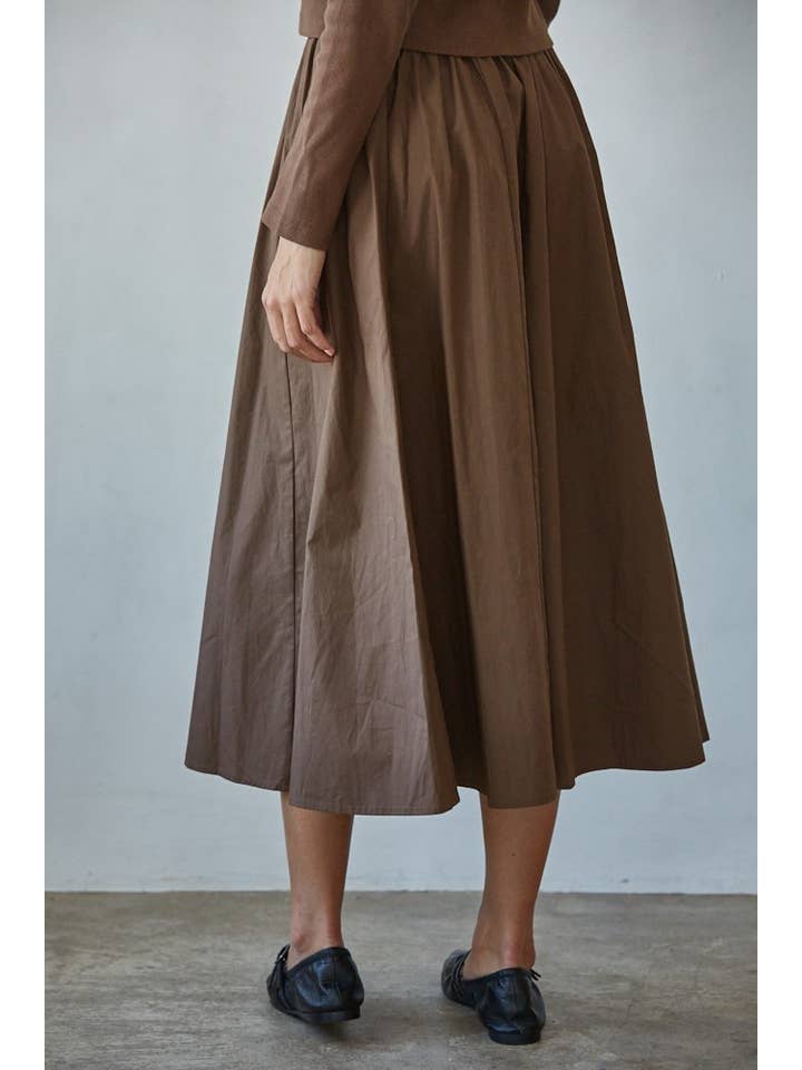 By Together - Wholesale Skirt - Women's - L8829B | Woven Cotton Elastic Waist Flare Midi Skirt 2