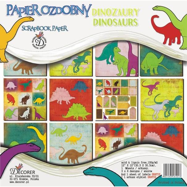 Dinosaurios - Papel para álbum de recortes de 12 x 12 pies para venta al por mayor de DECORER