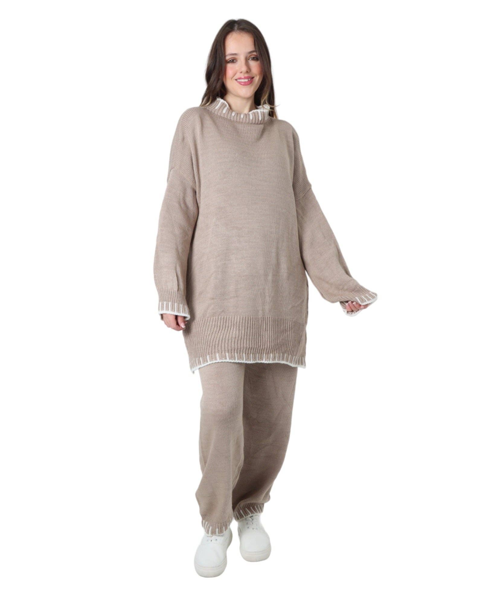 Miss Bold – Engroshandel Loungesæt - Dame – Italienske oversize strikkede sæt i matchende design17