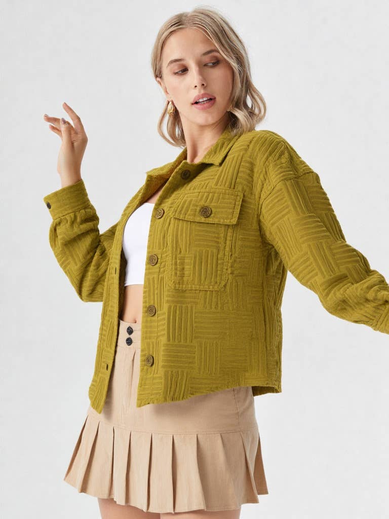 VERY J - Wholesale Shirt Jacket/Shacket - Women's - NJ90131-Embossed Soft Casual Shacket Jacket0