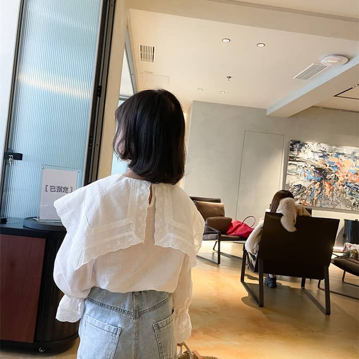 White Vintage-Inspired Cotton Top for Girls for wholesale on Faire5