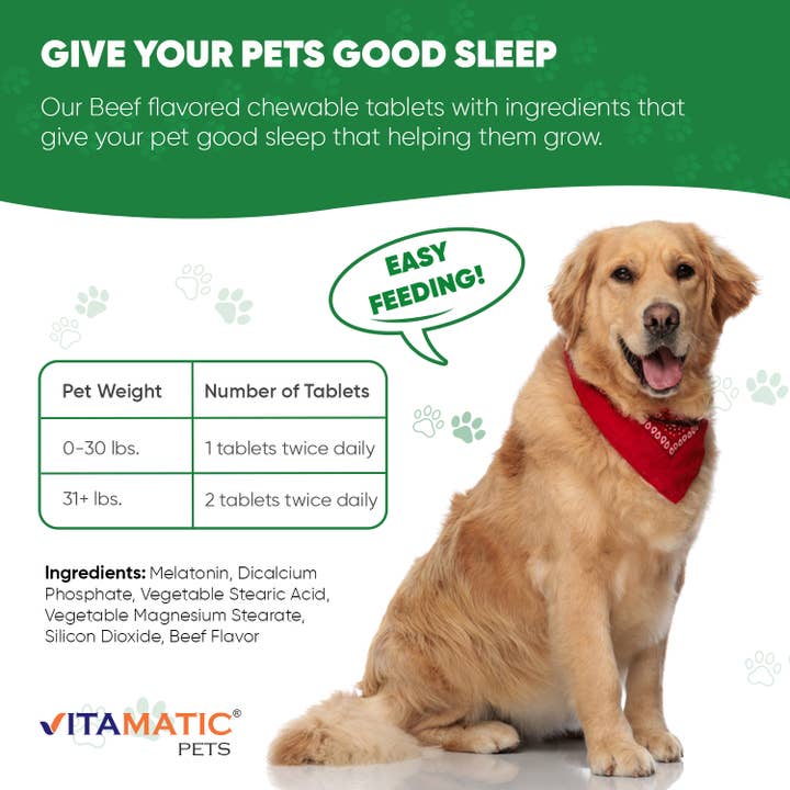 Vitamatic – wholesale Pet supplement – Dog – Vitamatic Melatonin for Dogs - 6 mg | 120 Beef Flavored2