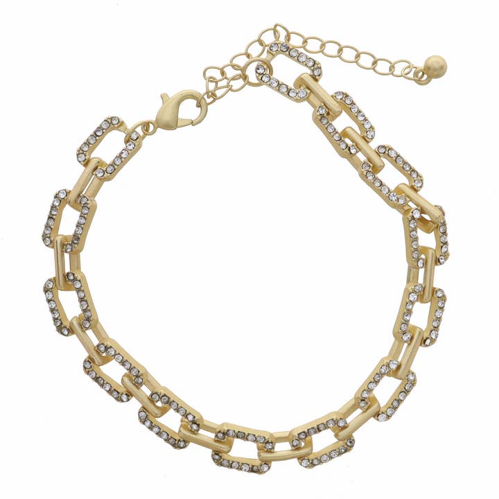 Clear Crystal Rectangle Cable Chain Bracelet for wholesale by Jane Marie