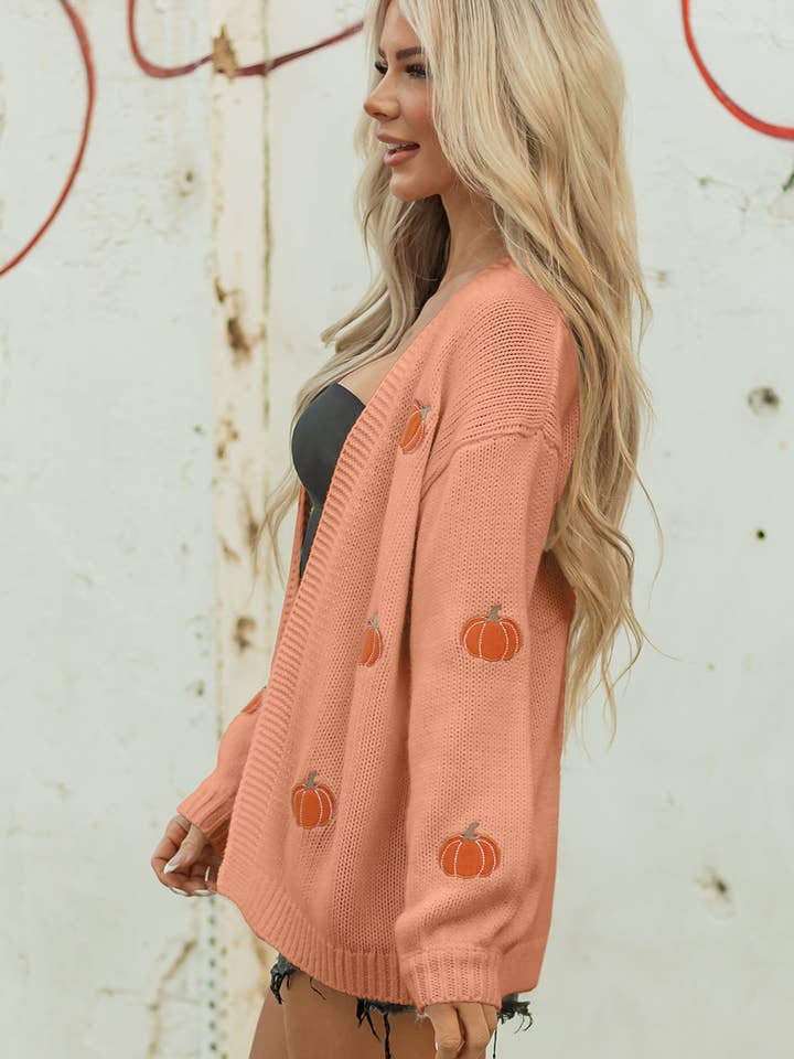 LALA LOO - Wholesale Cardigan - Women's - LALALOO Holiday Embroidered Open Front Midi Cardigan21