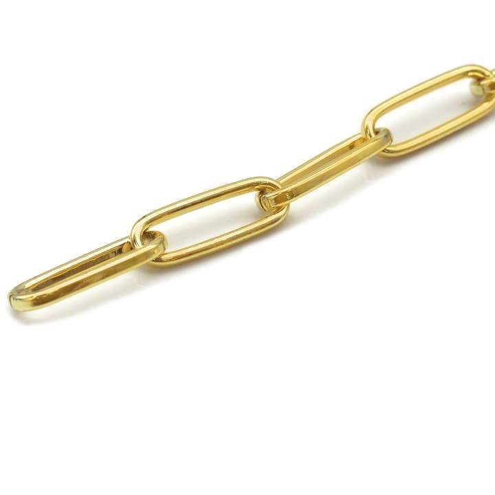 BestBeads&Beyond - Vendita all'ingrosso Collane a catena e maglie - Catena di graffette spesse a maglia grande riempita in oro 18k di Yard, sku #LS011