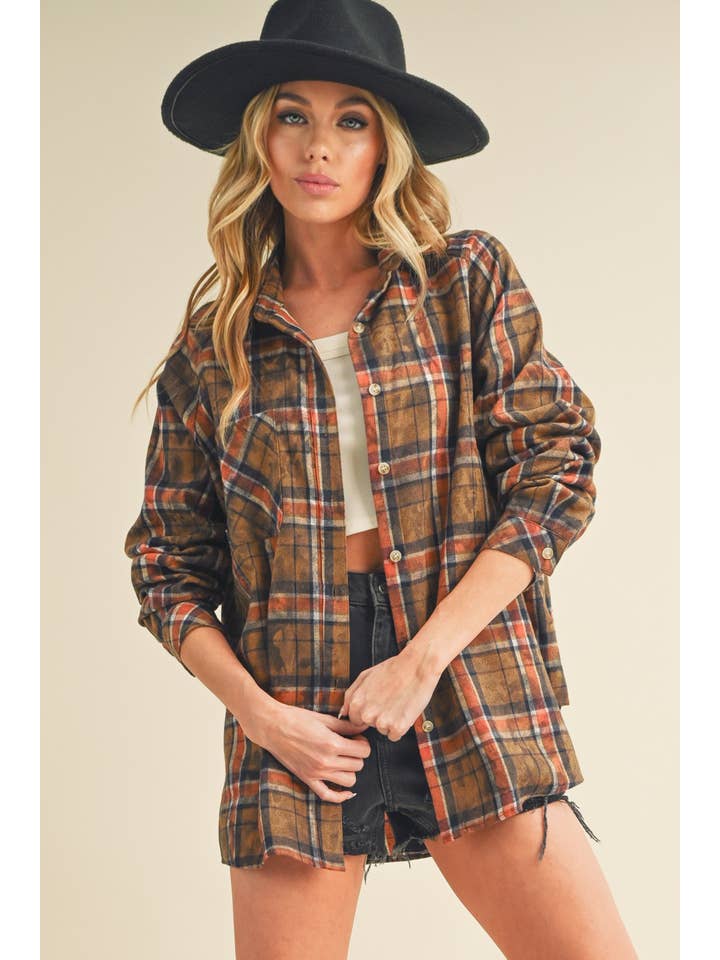 AEMI + CO – wholesale Tröja med knappar – Dam – 8323DN Laura skjorta i tvättat rutigt flanelltyg35