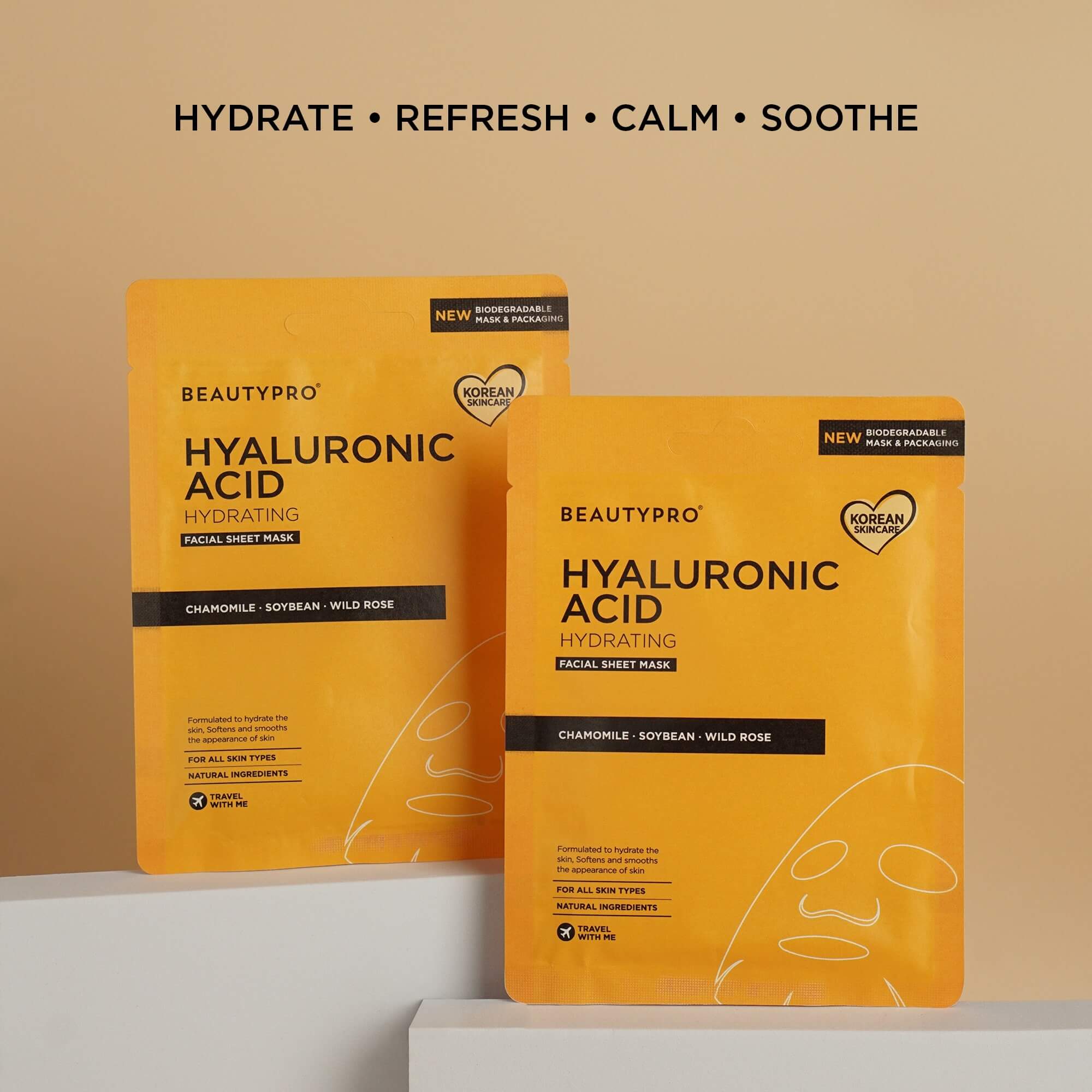 BEAUTYPRO – wholesale Skincare face mask – HYALURONIC ACID Hydrating Facial Sheet Mask - 100% Biodegradable3