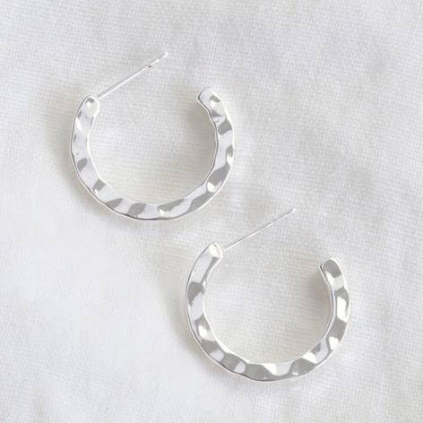 Lisa Angel - Wholesale Hoop Earrings - Small Hammered Silver Hoop Earrings0