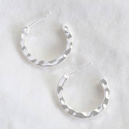 Lisa Angel - Wholesale Hoop Earrings - Small Hammered Silver Hoop Earrings0