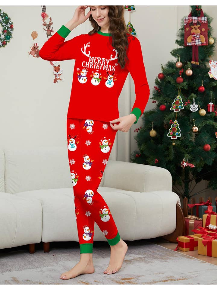 Anna Kaci Wholesale - Wholesale Sleepwear set – Unisex - Family Matching Merry Christmas Snowman Print Pajama Set12