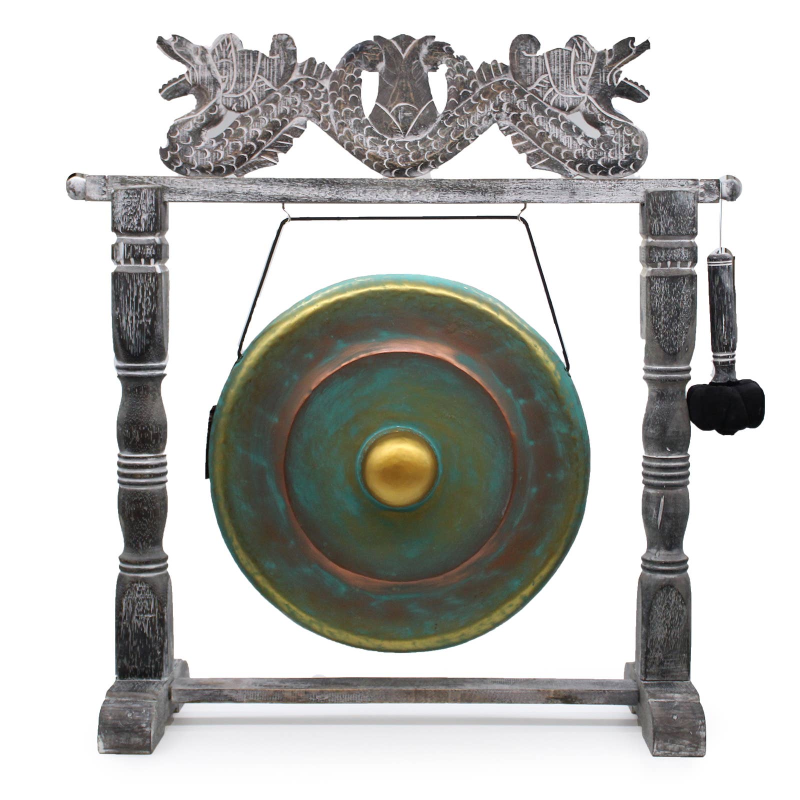 Ancient Wisdom – wholesale Meditation supplies – Medium Gong in Stand - 50cm - Greenwash3