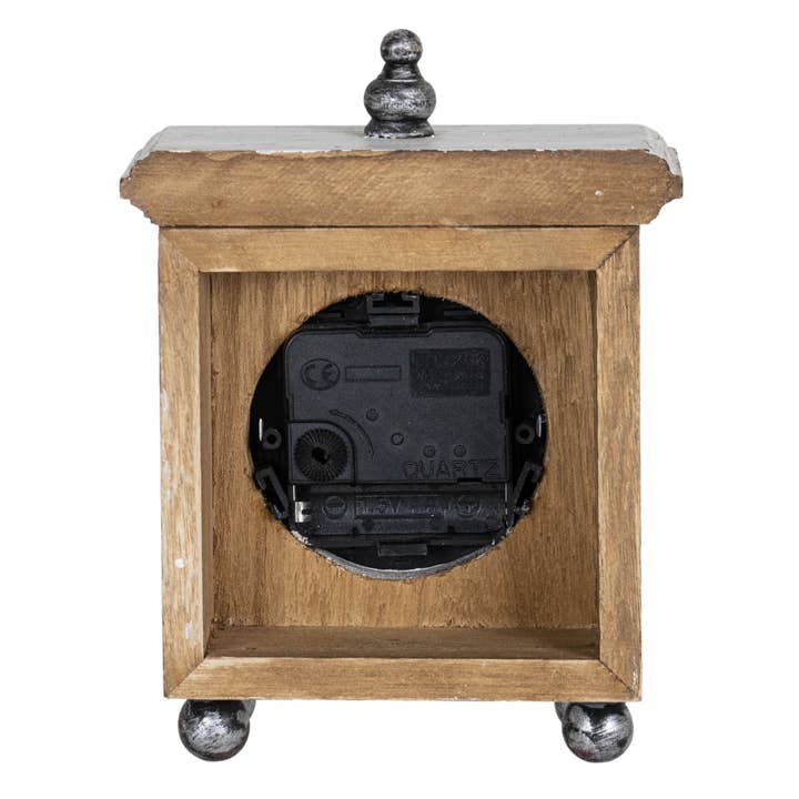 Foreside Home & Garden - Wholesale Desk Clock - Ramona Square White Wood Tabletop Clock with Silver Accents5