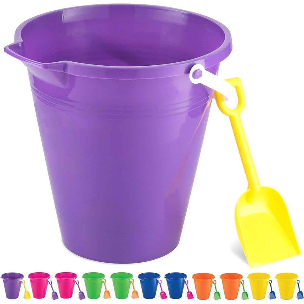 4E's Novelty - Wholesale Beach/Pool Toy - Kids & Baby - 9" Large Sand Bucket with Shovel [12 Pack Bulk] Beach Buckets - Beach Toys for Kids & Toddlers, Party Favors by 4E's Novelty1
