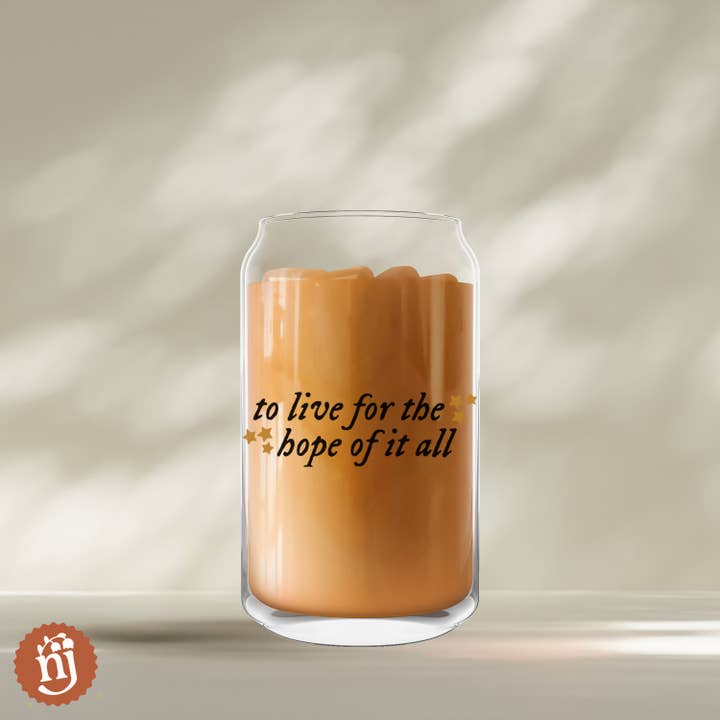 Nearly June Design Co - Wholesale Drinking Glass/Cup - Taylor To Live for the Hope of It All Can Coffee Glass1
