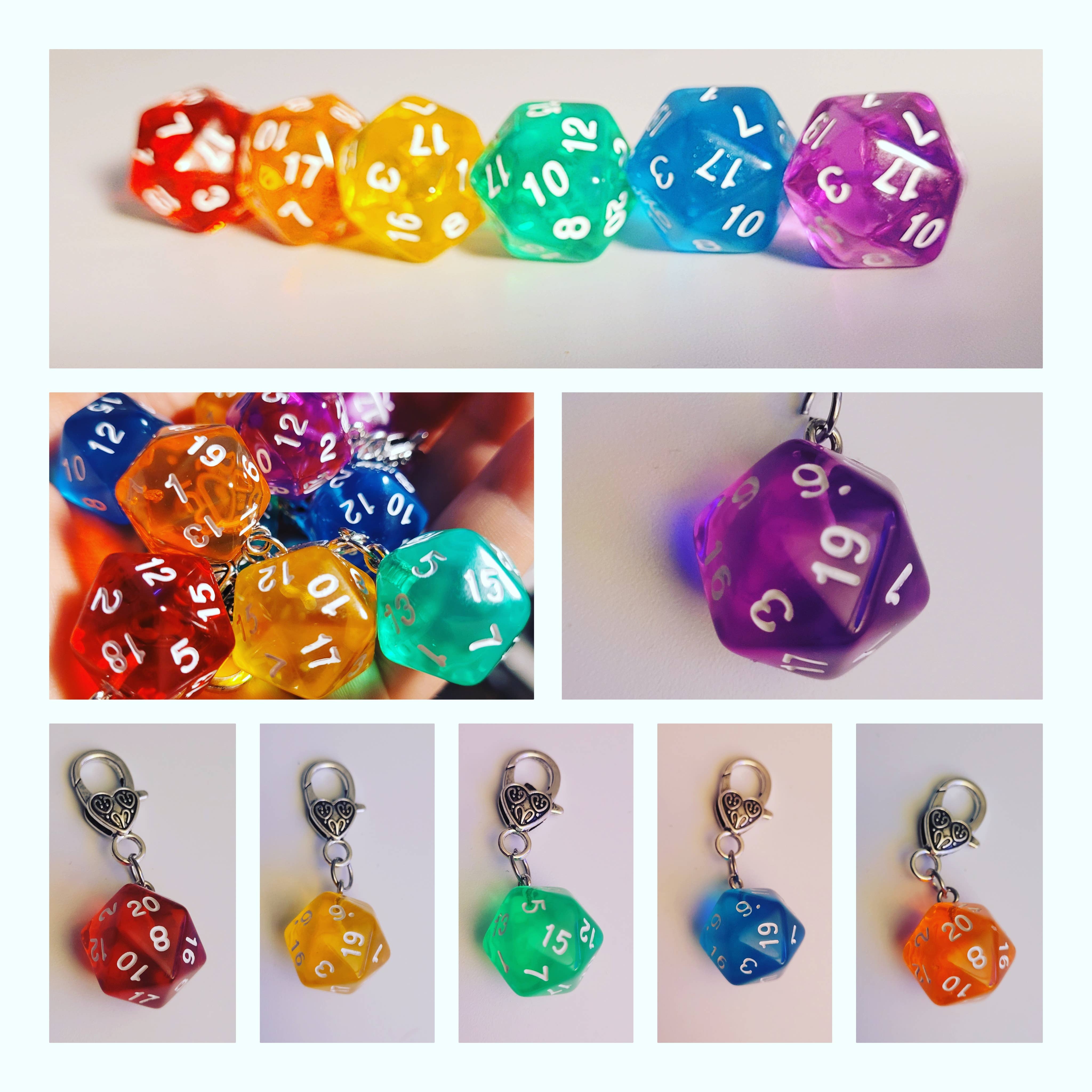 Con-Quest Crafts - Vente Porte-clés – unisexe - Porte-clés D20 en forme de dé TRPG avec mousqueton – Accessoires pour sacs et badges10