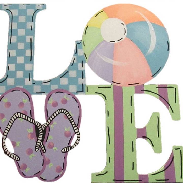 Diverse Woodworking - Wholesale Cutouts - Love With Flip Flops Unfinished Wood Cutout Style 11