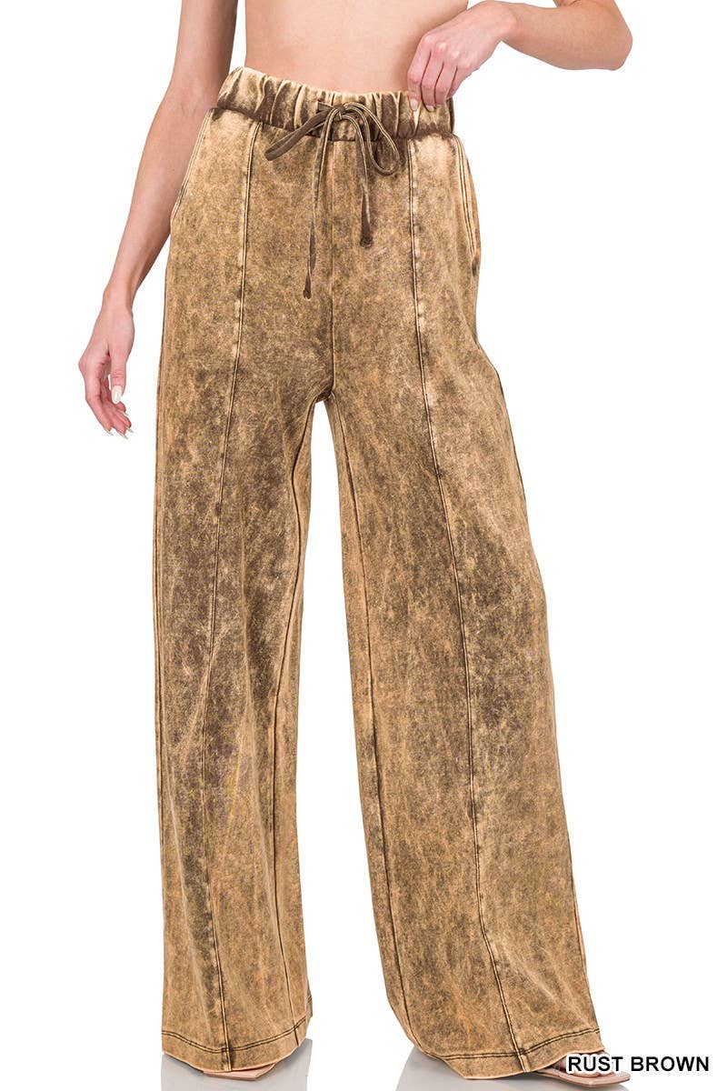 Baie Bleue - Wholesale Pants - Women's - P1756ZN - COOL ACID WASH WIDE LEG PANTS11
