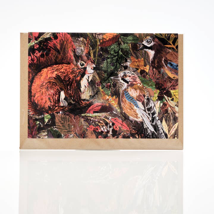 Carte de vœux vierge A5 « Autumn Squirrel » pour la vente par Clare O’Neill Artworks