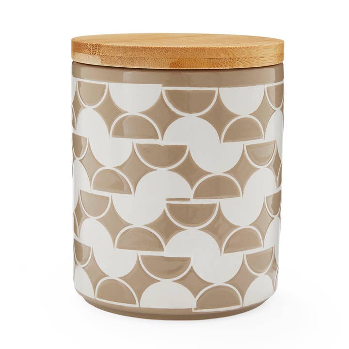 Keramische Kanister - Taupe Bauhaus Geo voor wholesale door Cooksmart