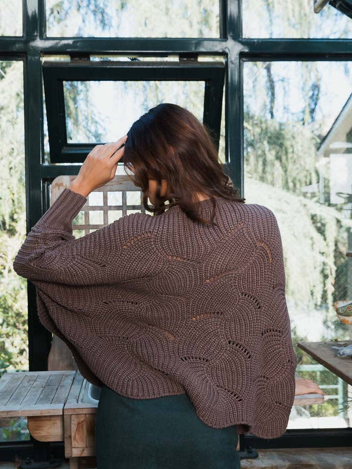 Leto Accessories - Wholesale Poncho - Women's - Ribbed Knit Pattern Poncho w/ Sleeves8