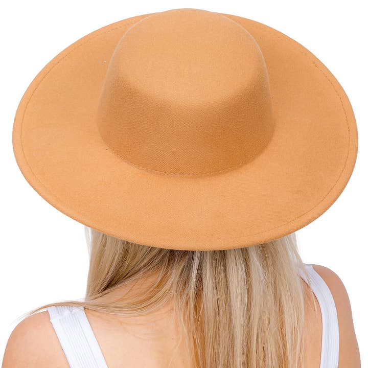 Cap Zone - Wholesale Boater Hat - Unisex - Solid Rancher Flat Top Wide Felt Boater Hat8