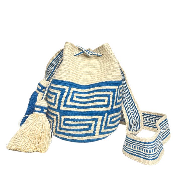 Colorful 4U - Wholesale Crossbody Bag - Women's - Aztec Tribal Crochet Bags | Neutral Colors Boho Bags - M