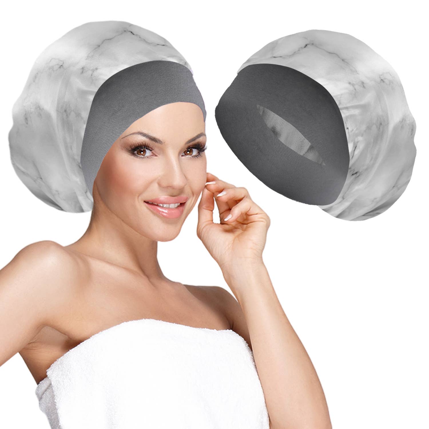 seeboo - Wholesale Sleep Cap / Bonnet - Women's - Wide Band Satin Bonnet Cap - Marble2