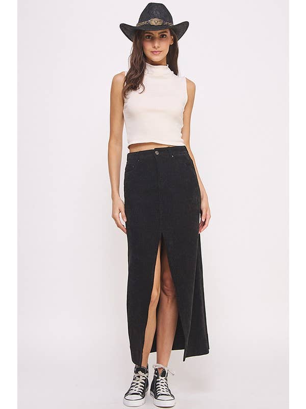 JADE BY JANE - Wholesale Skirt - Women's - THE MADI FRONT SLIT STRETCH FABRIC MIDI SKIRT