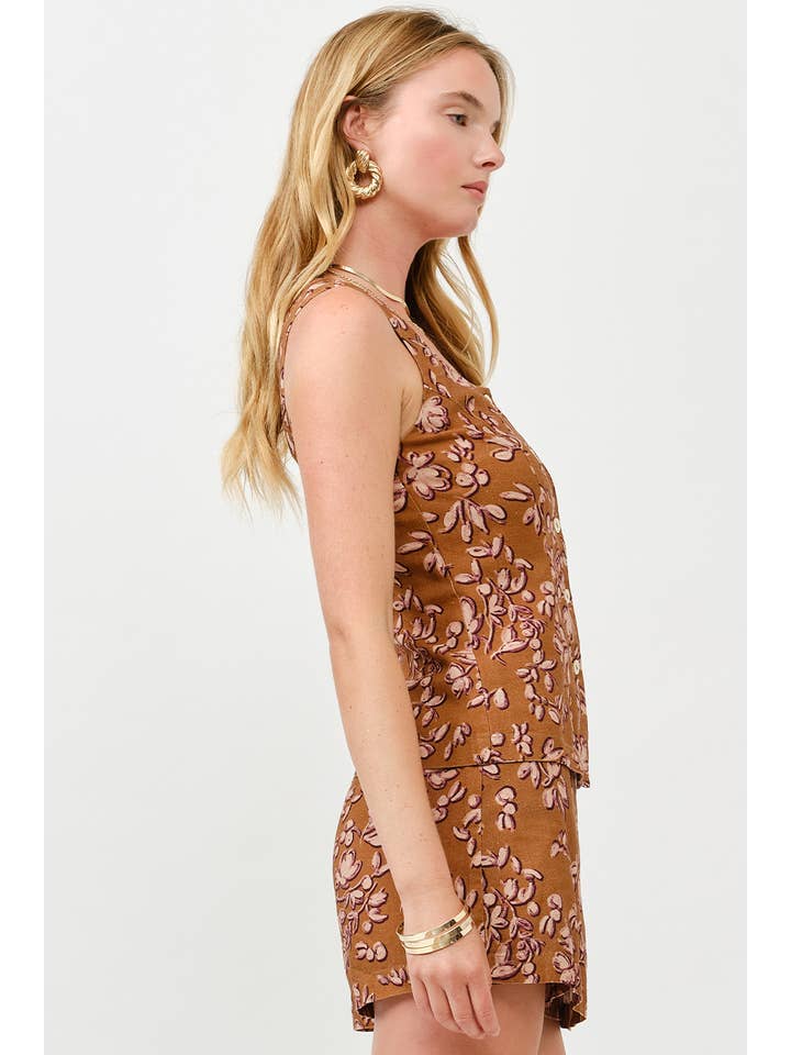 chameau Ensemble haut en lin imprimé et jupe-culotte en vente sur Faire4