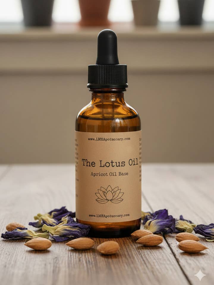Lotus Oil – Apricot Infused with Real Flowers (30 ml) for wholesale by LMH Apothecary