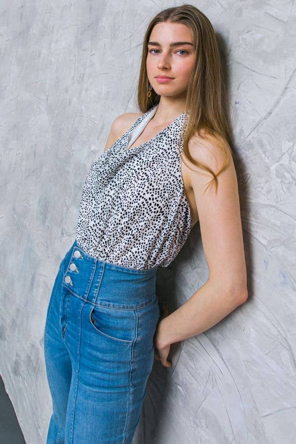 IVORY A printed woven bodysuit -JT9439 for wholesale on Faire1