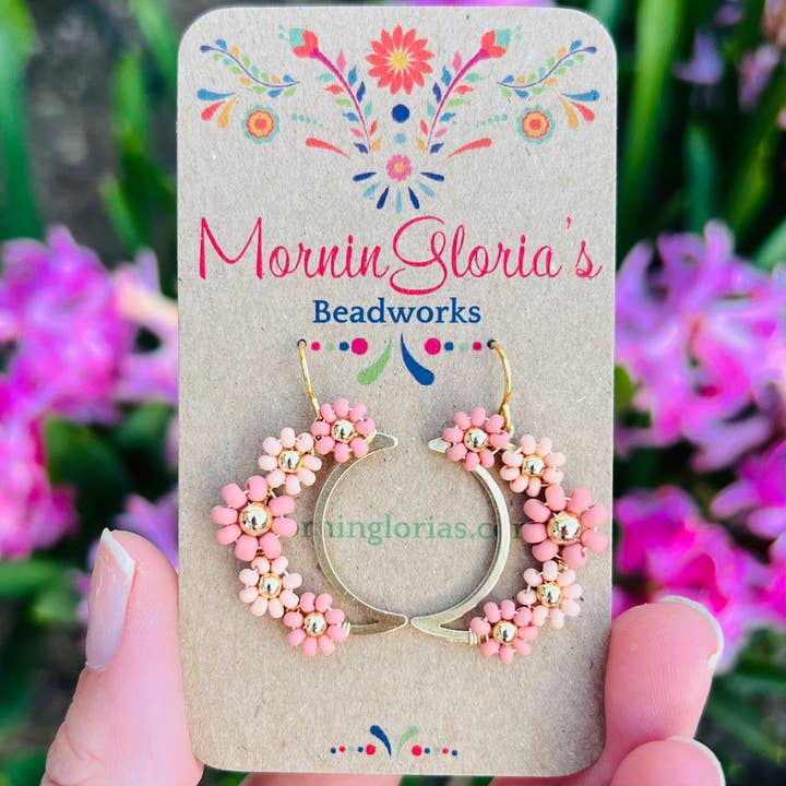 Small Crescent Daisy Luna Earrings for wholesale by MorninGloria's