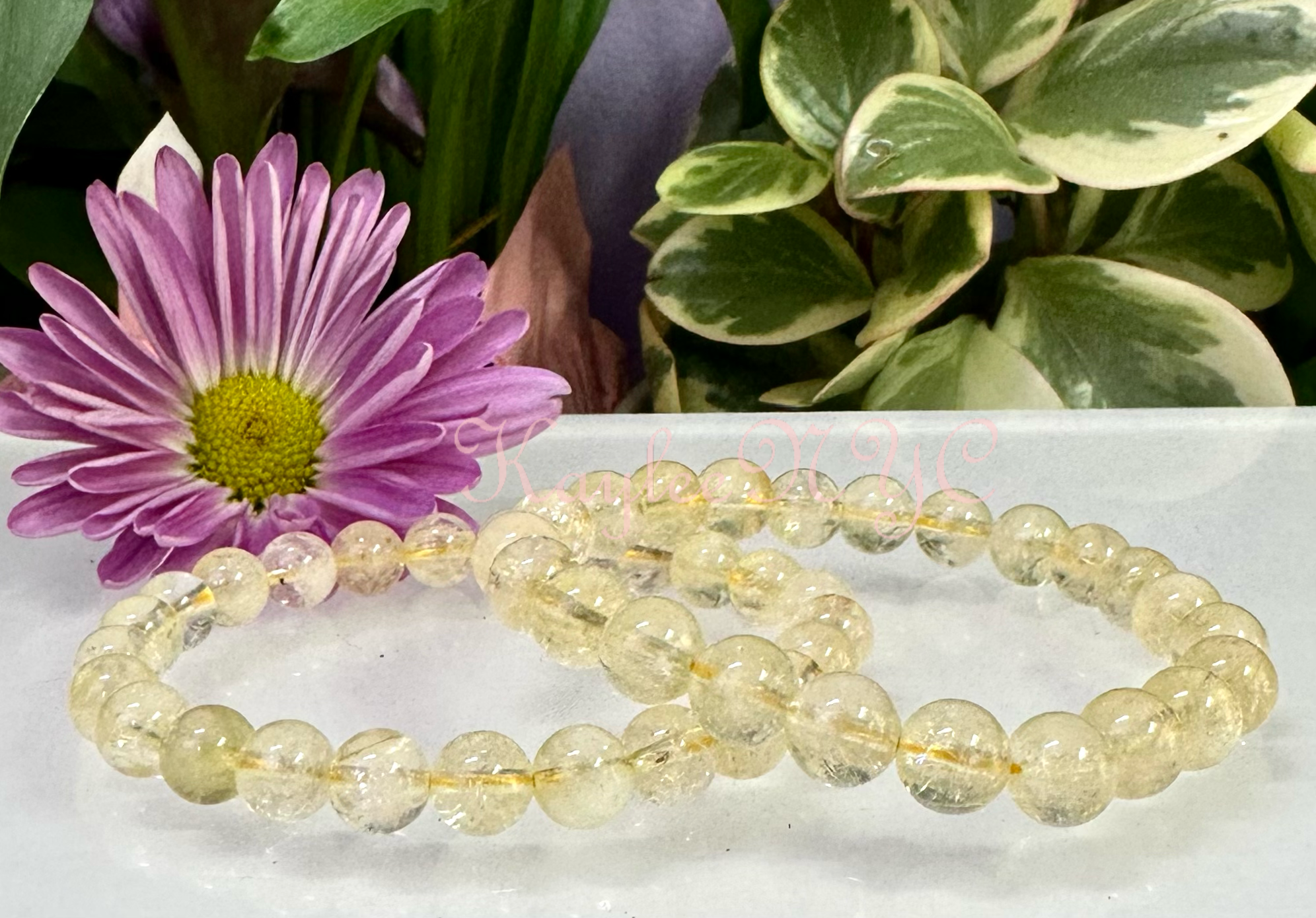 KayleeNYC - Wholesale Beaded Bracelet - Citrine 8mm 7.5” Crystal Stretch Bracelets8
