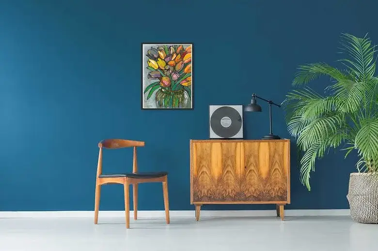 Plant Based Paintings - Wholesale Art Print - Tulips in Glass Vase - Giclee Art Print2