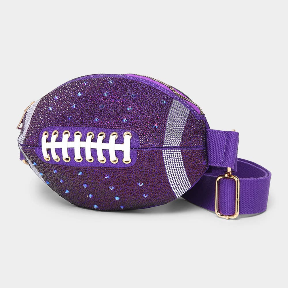 Sensibling Corp. - Wholesale Belt Bag - Women's - Bling Studded Game Day Football Shape Fanny Pack / Sling Bag14