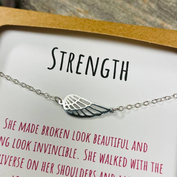 Jane Elizabeth Jewelry - Wholesale Pendant/Charm Necklace - Silver Wing Strength Necklace, Encouraging Gift for Woman2