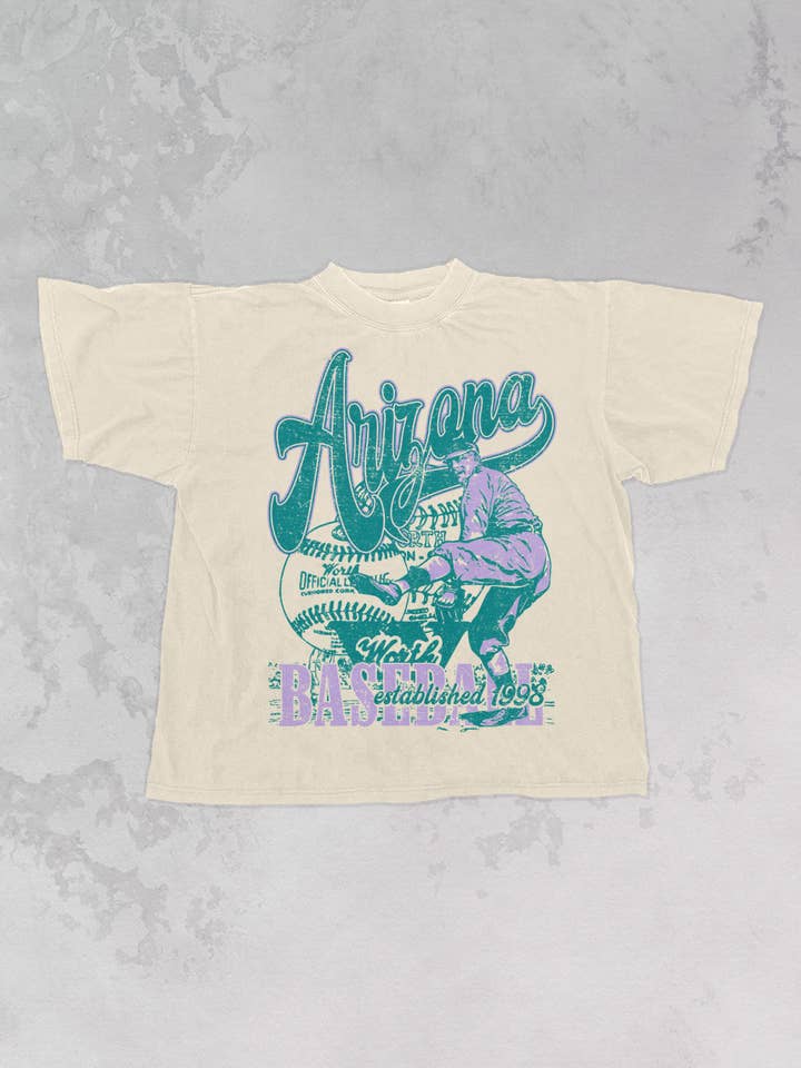 90-talets vintage Arizona Baseball överdimensionerad T-shirt för wholesale av The Clandestine Underground