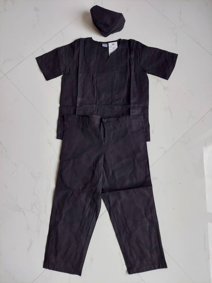 Ensemble de 3 pantalons unis pour garçons/enfants, noir pour la vente par India Batik