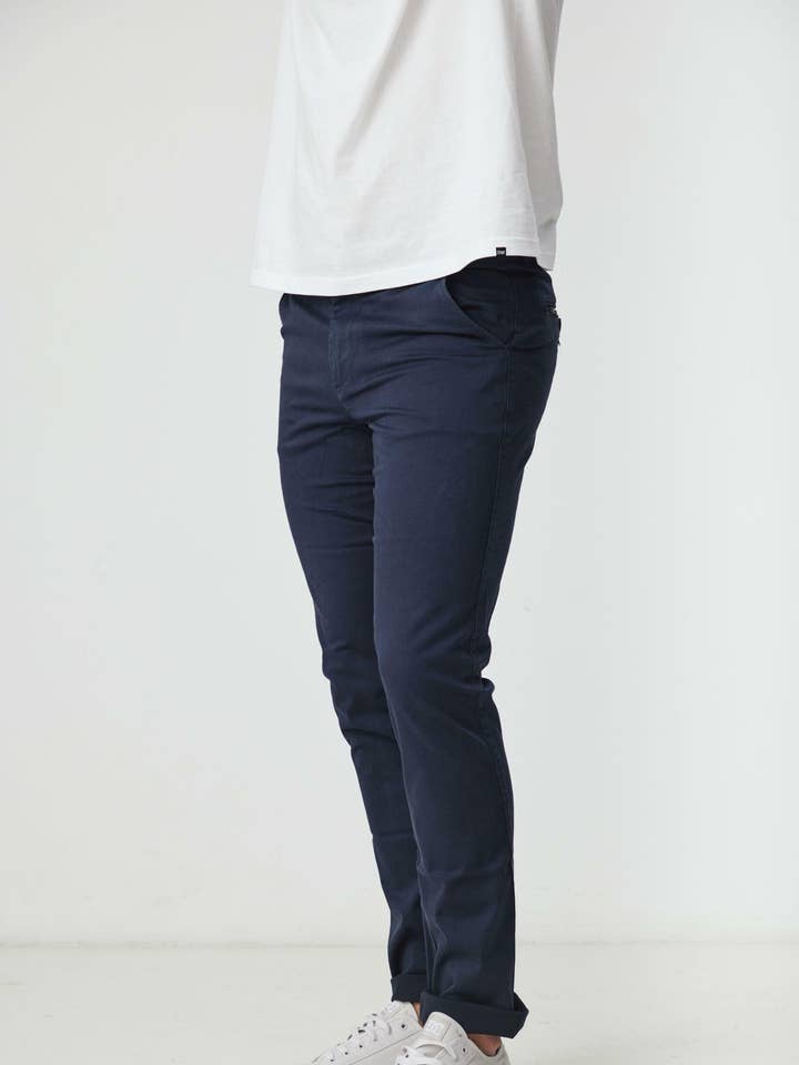 Clay Navy Slim Chino Pant for wholesale by BLKWD APPAREL