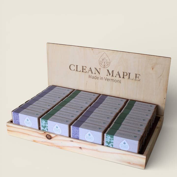 Natural Soap Pre-Pack with Free Wood Display for wholesale by Clean Maple