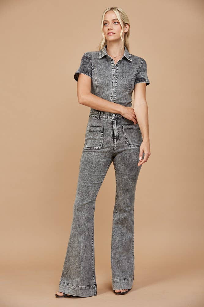D GREY WESTERN BELLBOTTOM DENIM JUMPSUIT - 4330  DGREY for wholesale on Faire3