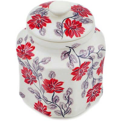 Jar with Lid 7" Bold Blooms Theme UNIKAT for wholesale by Polmedia Polish Pottery