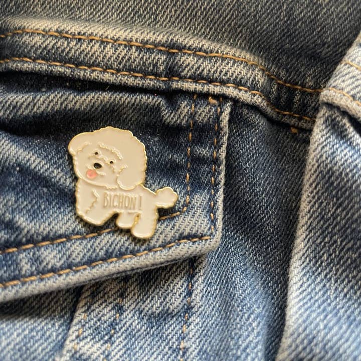 Bichon pin for wholesale by Madame la mouette