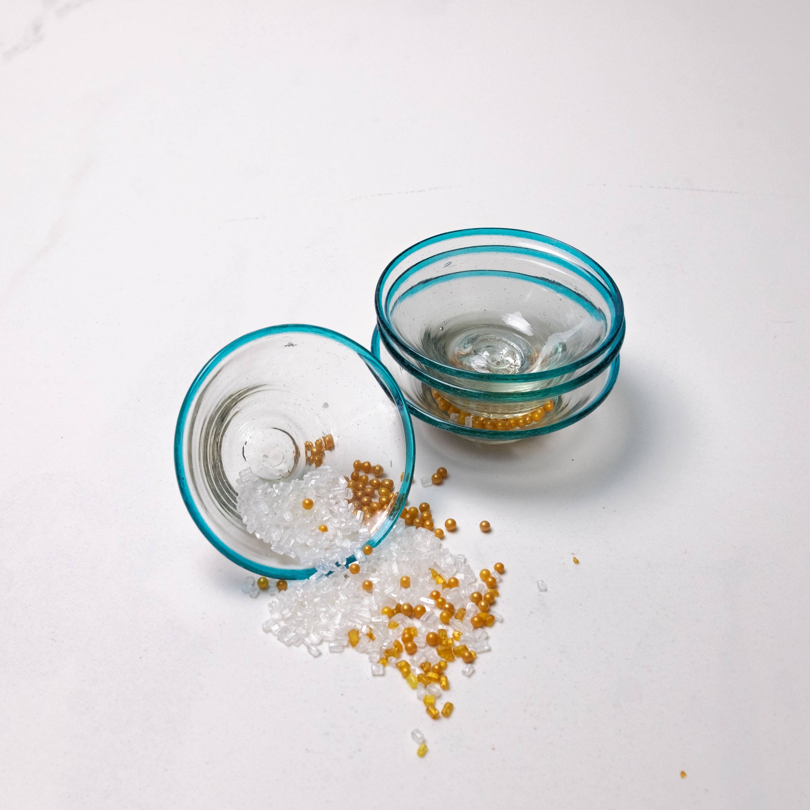 Sobremesa - Wholesale Condiment/Dip Bowl - Aqua Rim Tiny Bowl, Spice Bowl, Pinch Bowl 5
