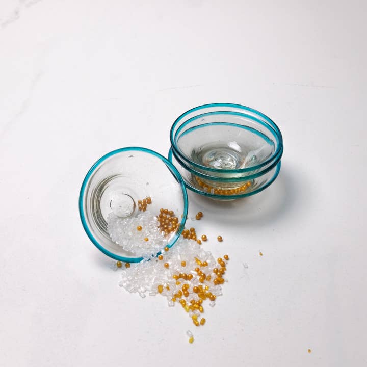 Sobremesa - Wholesale Condiment/Dip Bowl - Aqua Rim Tiny Bowl, Spice Bowl, Pinch Bowl 5