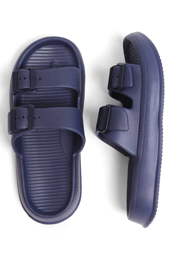 Hana - Wholesale Slides - Women's - Solid Comfy Double Strap Slide Slipper1