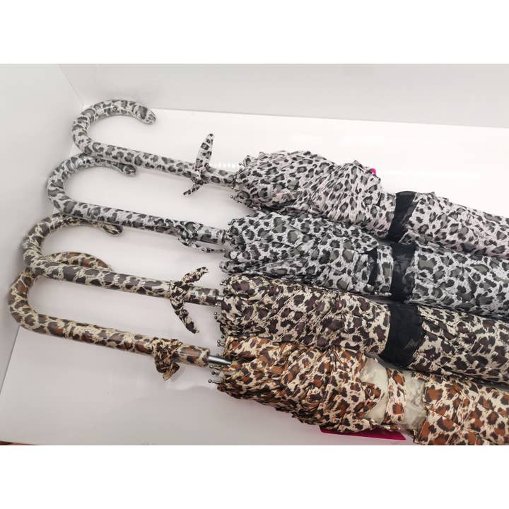 Superbia - Wholesale Umbrella - Women's - Fancy Animal Print Long Stick Leopards See Through Umbrella1