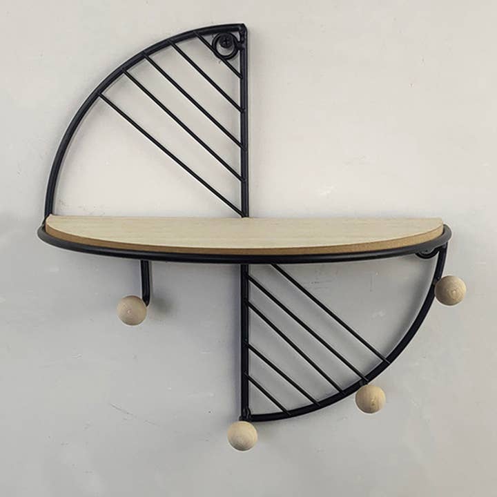 Fine Life Products - Wholesale Wall Mounted Shelf - Round Decorative Wall Shelf - Steel and Wooden Features